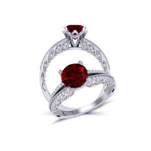  Split band vintage-style milgrain Ruby & diamond ring RBY-1509S-F 