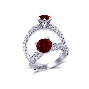  Heirloom custom designed Split U-cut diamond ruby ringRBY-1509S-K 
