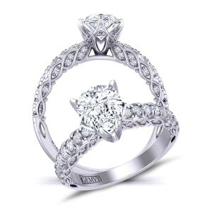  Pear -cut custom designed Split U-cut pavé  diamond pavé  2.9mm engagement ring 1509S-L 