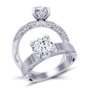  Minimalist unique diamond prong vintage style solitaire 3.4mm engagement ring 1510SOL-C 