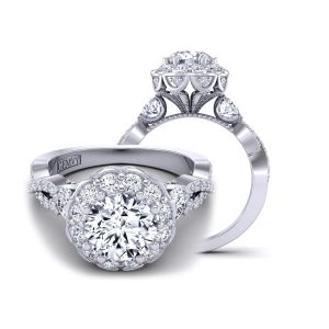  Infinity band three-stone flower engagement ring 1517FL-3L 