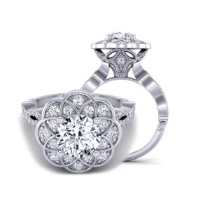  Victorian inspired flower halo diamond engagement ring 1519FL-C 