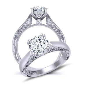  Vintage cathedral style solitaire diamond engagement ring 1529SOL-A 