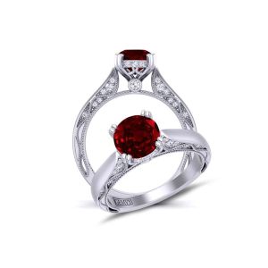  Unique double prong solitaire vine inspired ruby engagement ring RBY-1529SOL-B 
