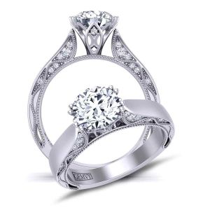  Antique Style flower inspired floral prong solitaire 3.2mm setting 1529SOL-E 