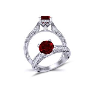  Channel pave-set graduated diamond & Ruby semi-mount setting RBY-1529X-D 