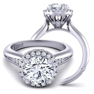  Elegant Cathedral-Style Diamond Ring: Art Deco Floral Halo 1538-HFL-RD 