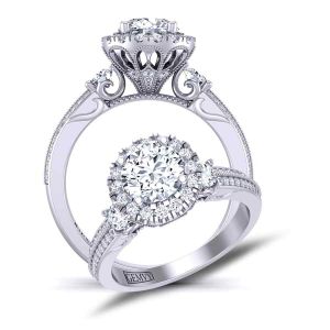  Milgrain 3-stone halo Vintage engagement ring   1538E-3E (1) 