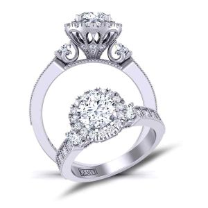  3-stone vintage halo engagement ring  with milgrain1538F-3F 