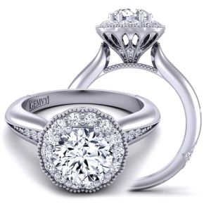  Art Deco Vintage Inspired Diamond Ring with a Floral Halo 1538fl-B 
