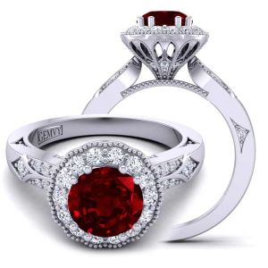  Art Deco Vintage-Inspired Cathedral style Ruby Diamond RingRBY-1538FLV-C_ 