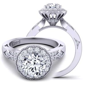  Vintage-Inspired Cathedral Diamond Ring: Art Deco Elegance 1538FLV-C_ 