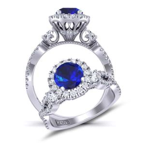  infinity shank 3-stone vintage style gold 3.6mm sapphire engagement ring SPH-1538H-3H 