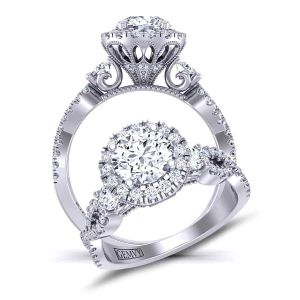 pavé  infinity shank 3-stone vintage style gold 3.6mm engagement ring 1538H-3H 