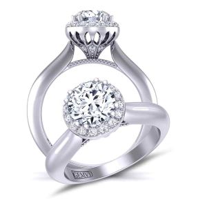  Minimalist artisan solitaire halo round 3.3mm engagement ring 1538SOL-A 