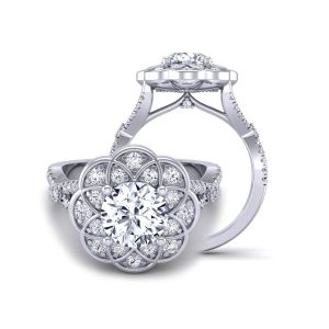  Infinity shank rose inspired unique halo engagement ring 1539FL-A 