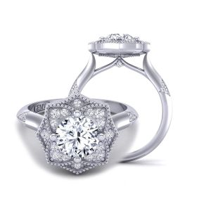  Amaryllis flower inspired halo diamond engagement ring 1539FL-B 