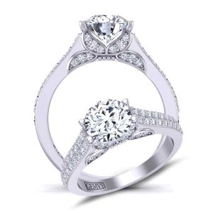  Butterfly inspired micro pavé  two-row diamond engagement ring BUTTERFLY-1263-B 