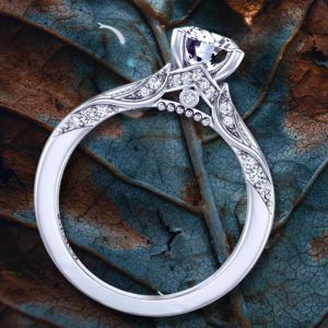  Vintage style filigree diamond engagement ring HEIR-1140S-BS 