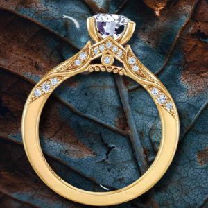  1.24 cts Edwardian vintage inspired diamond engagement ring setting  HEIR-1140S-BS-Yellow Gold color 14K Yellow Gold