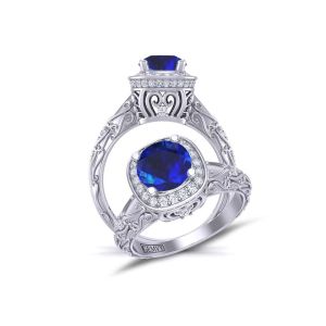  Vintage style rollover halo sapphire engagement ring SPH-HEIR-1129-C 