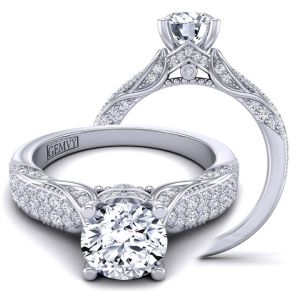  Micro  bold edwardian vintage inspired diamond ring  MSNT-HEIR-1140S-ES color 14K White Gold