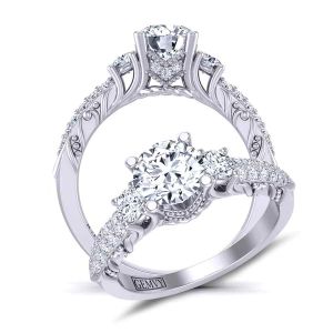  Unique filigree vintage style three-stone diamond engagement ring HEIR-1345-3A 