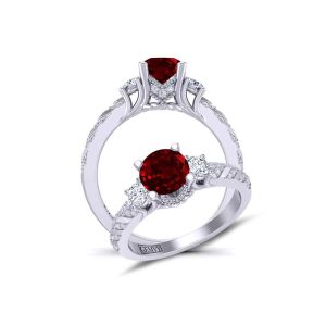  One-of-a kind vintage three-stone ruby engagement settingRBY-HEIR-1345-3B 