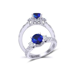  One-of-a kind vintage three-stone sapphire engagement setting SPH-HEIR-1345-3B 