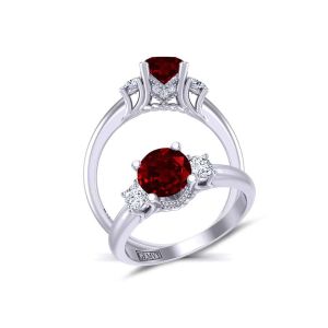  Solitaire three-stone round-cut diamond and ruby  engagement ring RBY-HEIR-1345-3D 