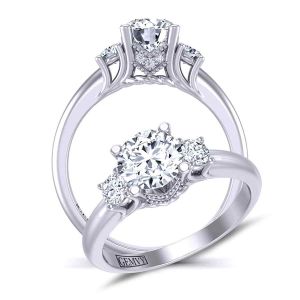  Solitaire vintage three-stone round-cut diamond engagement ring HEIR-1345-3D 