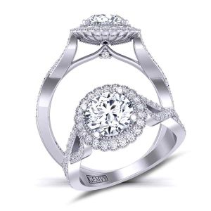  Twisted infinity band flower halo diamond engagement ring HEIR-1539-HB 