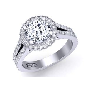  Split shank floral halo antique style engagement setting HEIR-1539-HE 
