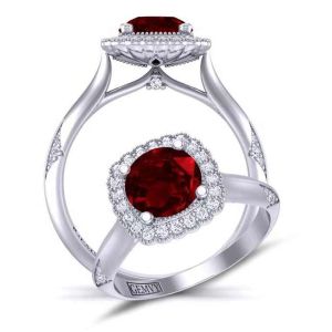  Unique band solitaire flower halo diamond engagement setting RBY-HEIR-1539-HF 