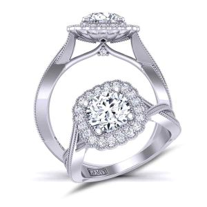  Modern Antique Inspired infinity band halo diamond ring HEIR-1539-HJ 