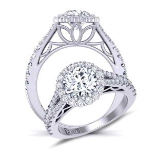  Split shank cathedral halo diamond engagement ring Mariposa-HA 