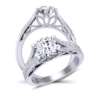  Split shank pavé   set platinum cathedral engagement ring  Mariposa-SD 