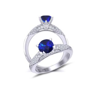  Contemporary micro- solitaire diamond and sapphire  engagement ring setting SPH-PR-1470-12 