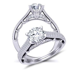  Three-row Modern  cathedral diamond engagement ring  PRT-1470-TC. 