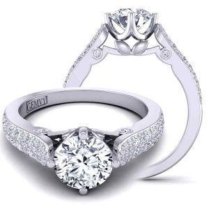  Micro pavé   Art nouveau designer diamond engagement anniversary ring SW-1437-G 
