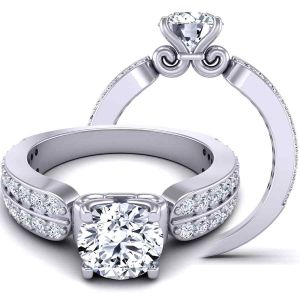  Wide band two--row pavé   set Modern 3.8mm engagement ring SW-1440-B 