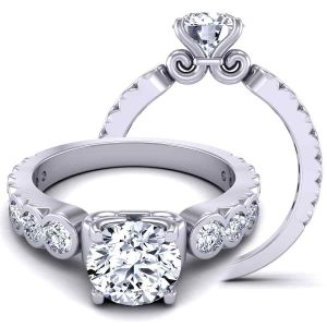  Luxury Modern  channel-set graduated diamond 4-prong 3mm engagement ring SW-1440-D 