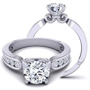  Channel set graduated diamond wide band modern 3.1mm engagement ring SW-1440-E 
