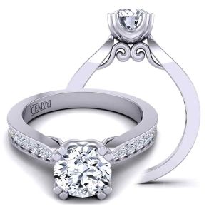  BRIGHT SET PAVÉ ROUND DIAMOND CATHEDRAL 4-PRONG 2.6MM ENGAGEMENT RING SW-1443-A 