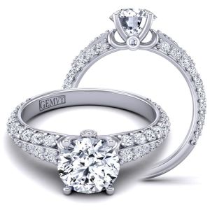  Luxury Micro-Unique Classic 4-Prong moissanite engagement ring MSNT-SW-1445-B color 14K White Gold