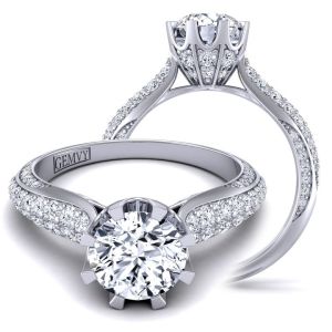  Wide band luxury micro-  swan inspired 2.8mm moissanite engagement ring MSNT-SW-1450-F color 14K White Gold
