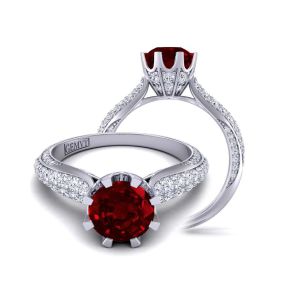  Wide band luxury micro-  swan inspired 2.8mm ruby engagement ring RBY-SW-1450-F 