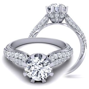  High-end luxury surface   eight-prong 3mm bold moissanite engagement ring MSNT-SW-1450-G color 14K White Gold