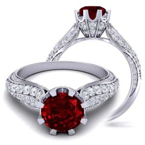  High-end luxury surface   eight-prong 3mm bold ruby engagement ring RBY-SW-1450-G 