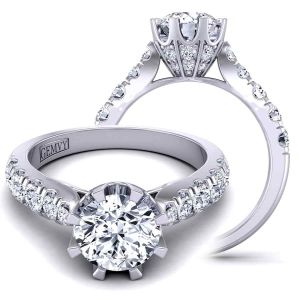  Tapered U cut petite pavé   crown diamond engagement ring SW-1450-N 